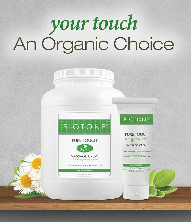 BIOTONE Pure Touch Organics Massage CrÃ¨me, True Organic Massage, Rich Texture, Silky Glide, Soothing Ingredients, Healing Botanicals - 7 Ounce - Image 3